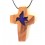 Croix de cou Olivier - Vitrail colombe Bleue