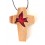 Croix de cou Olivier - Vitrail colombe Rouge