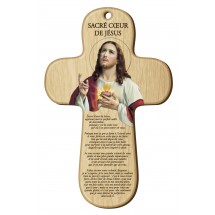 Croix bois imprimée - Sacré Coeur de Jésus