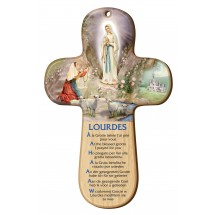 Croix bois imprimée - Notre Dame de Lourdes