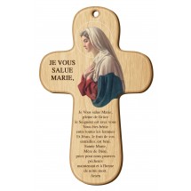 Croix bois imprimée - Je vous salue Marie
