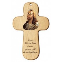 Croix bois imprimée - Christ