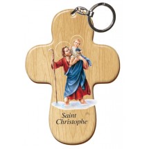 Porte Clef bois imprimé - St Christophe