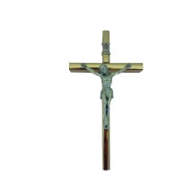 Crucifix bois filet métal 13cm