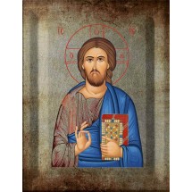 Icone grecque - Christ Pentocrator - 5x7cm.