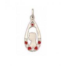 Médaille argent strass rouge - Vierge 22mm