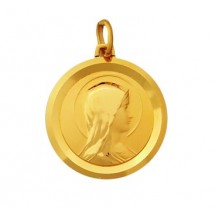 Médaille Plaqué or 3µ émaillé - Vierge 20mm