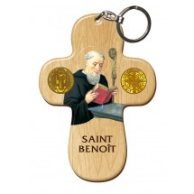 Porte Clef bois imprimé - St Benoit