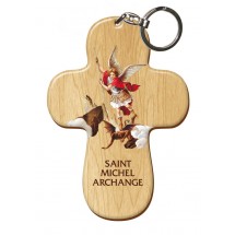 Porte Clef bois imprimé - St Michel