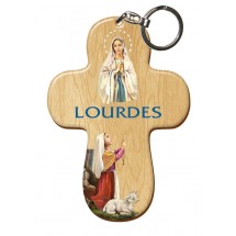 Porte Clef bois imprimé - ND Lourdes / Bernadette