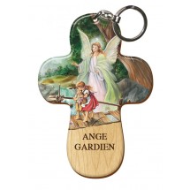 Porte Clef bois imprimé - Ange gardien