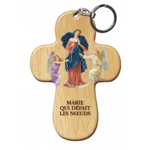 Porte Clef bois imprimé - Marie qui défait les noeuds