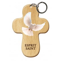 Porte Clef bois imprimé - Saint Esprit