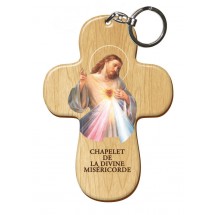 Porte Clef bois imprimé - Divine Miséricorde