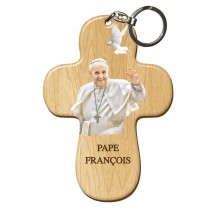 Porte Clef bois imprimé - Pape François