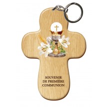 Porte Clef bois imprimé - Souvenir de ma communion