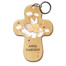 Porte Clef bois imprimé - Petit ange 4