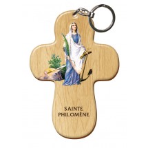 Porte Clef bois imprimé - Ste Philomène