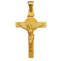 Croix de cou St Benoit plaqué or 26