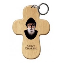 Porte Clef bois imprimé - St Charbel