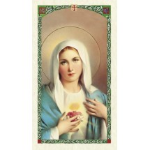 Carte prière plastifiée Sacré Coeur de Marie.