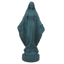 STATUE ALBATRE 17CM - Vierge Miraculeuse Bleu Pétrole