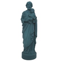 STATUE ALBATRE 17CM - St Joseph Bleu Pétrole