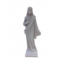 STATUE ALBATRE 27CM - Sacré Coeur de Jésus