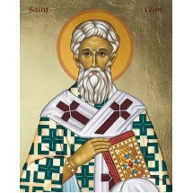 Icone dorée Saint Léon - 10x15cm