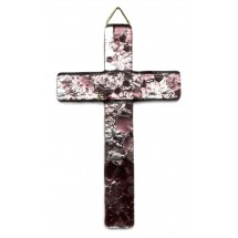 Croix verre de Murano ROSE
