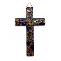 Croix verre de Murano Bleu /OR 