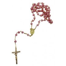 Chapelet perle verre recycl&eacute; rose dor&eacute; - Mulitcouleur