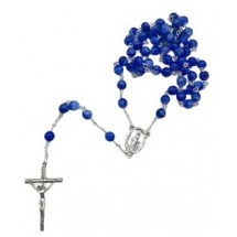 Chapelet perle verre recycl&eacute; - bleu